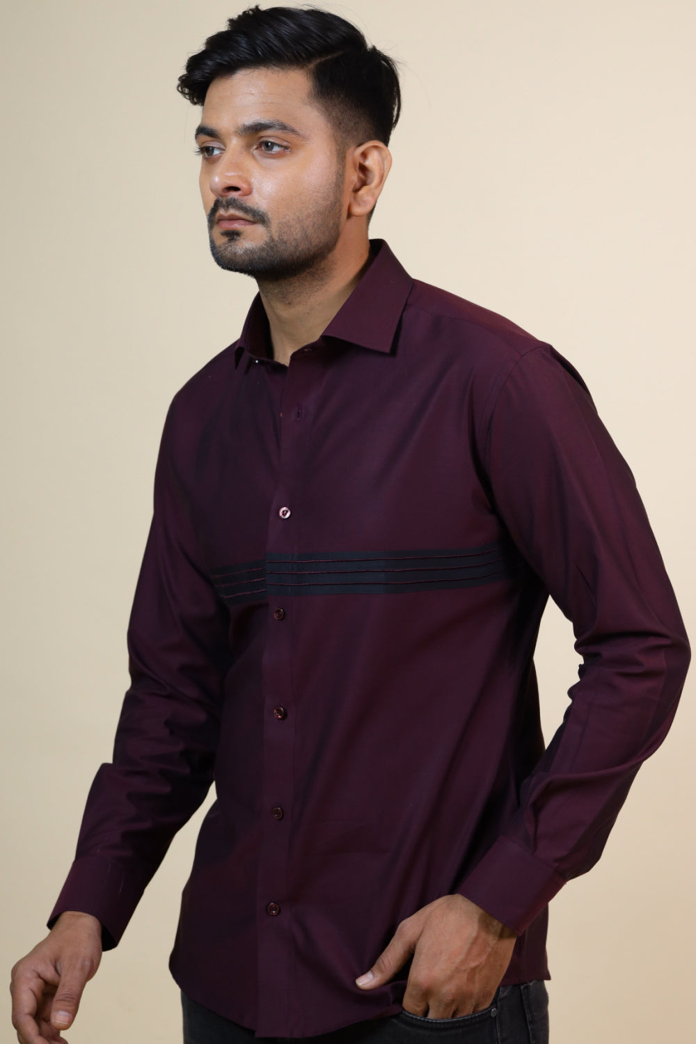 Mauvais Burgundy Designer Men's Shirt by Hilo Design