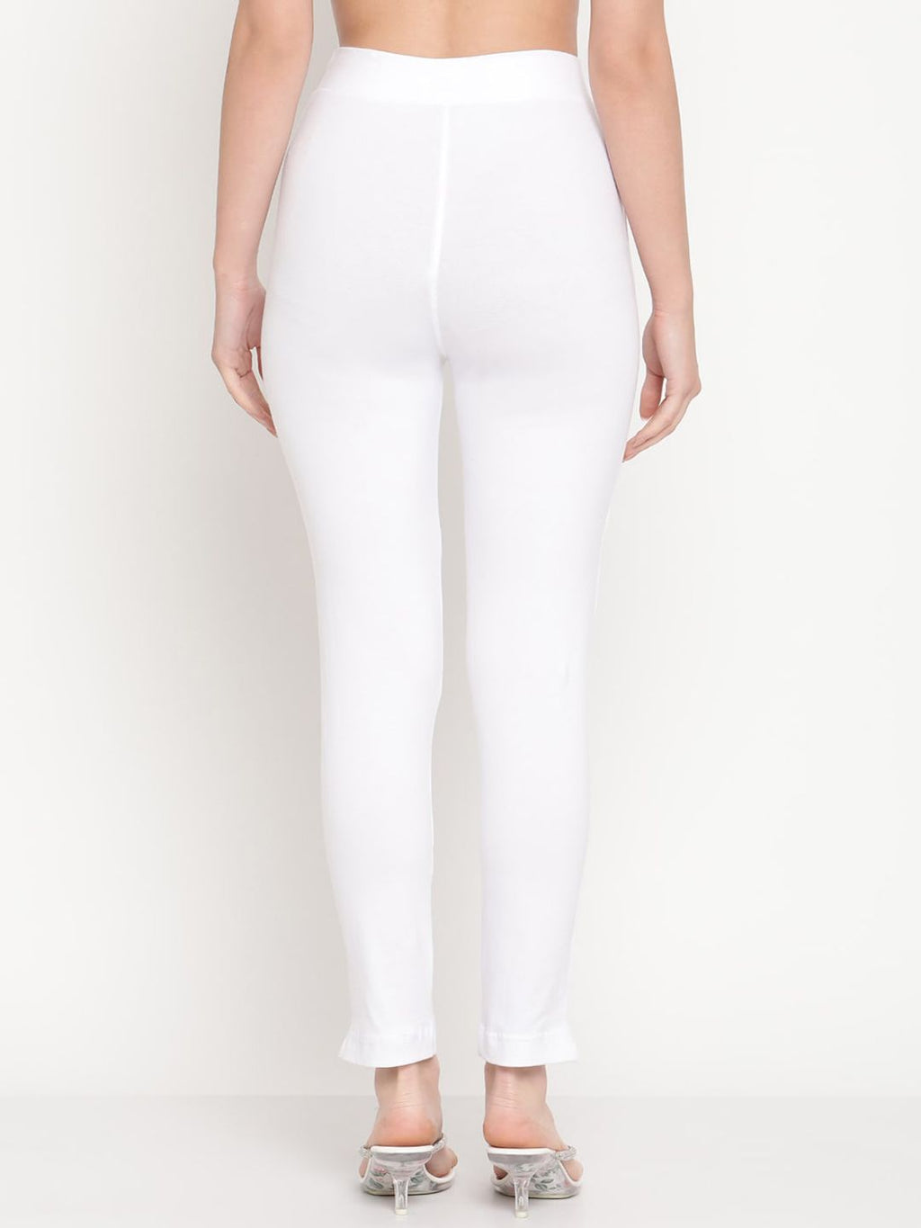 TAG 7 Women White Set of 2 Solid Ankle Length Cotton Leggings