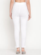 TAG 7 Women White Set of 2 Solid Ankle Length Cotton Leggings