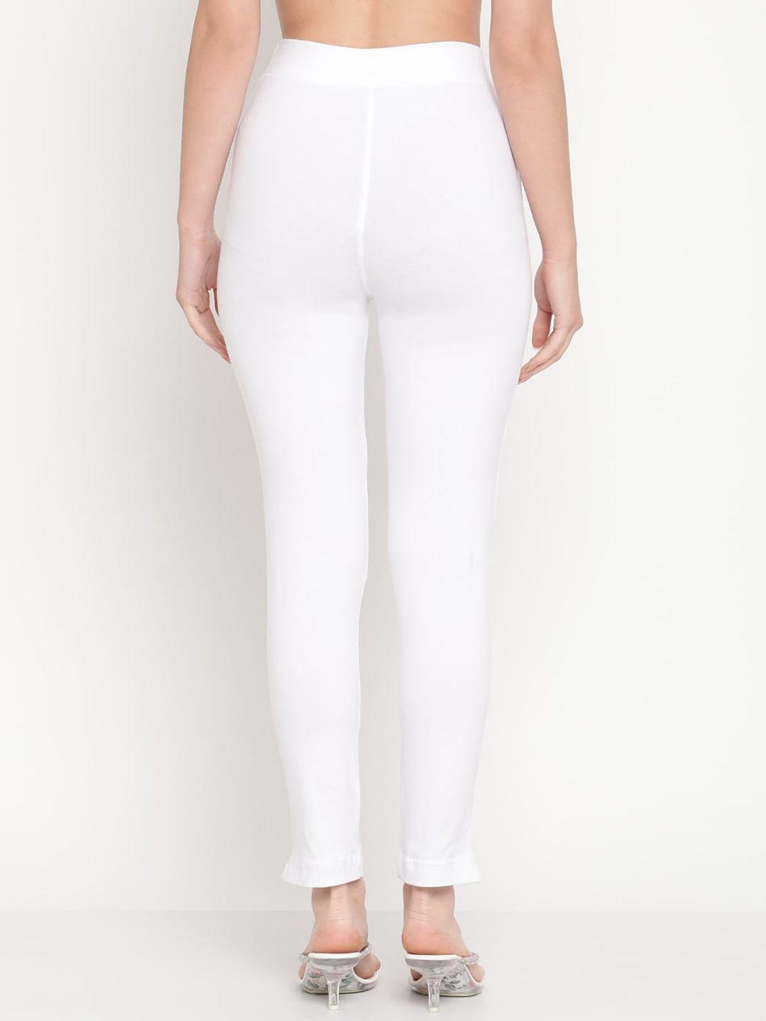 TAG 7 Women White Set of 2 Solid Ankle Length Cotton Leggings