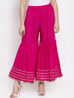 TAG 7 Women Pink Hem Design Flared Sharara