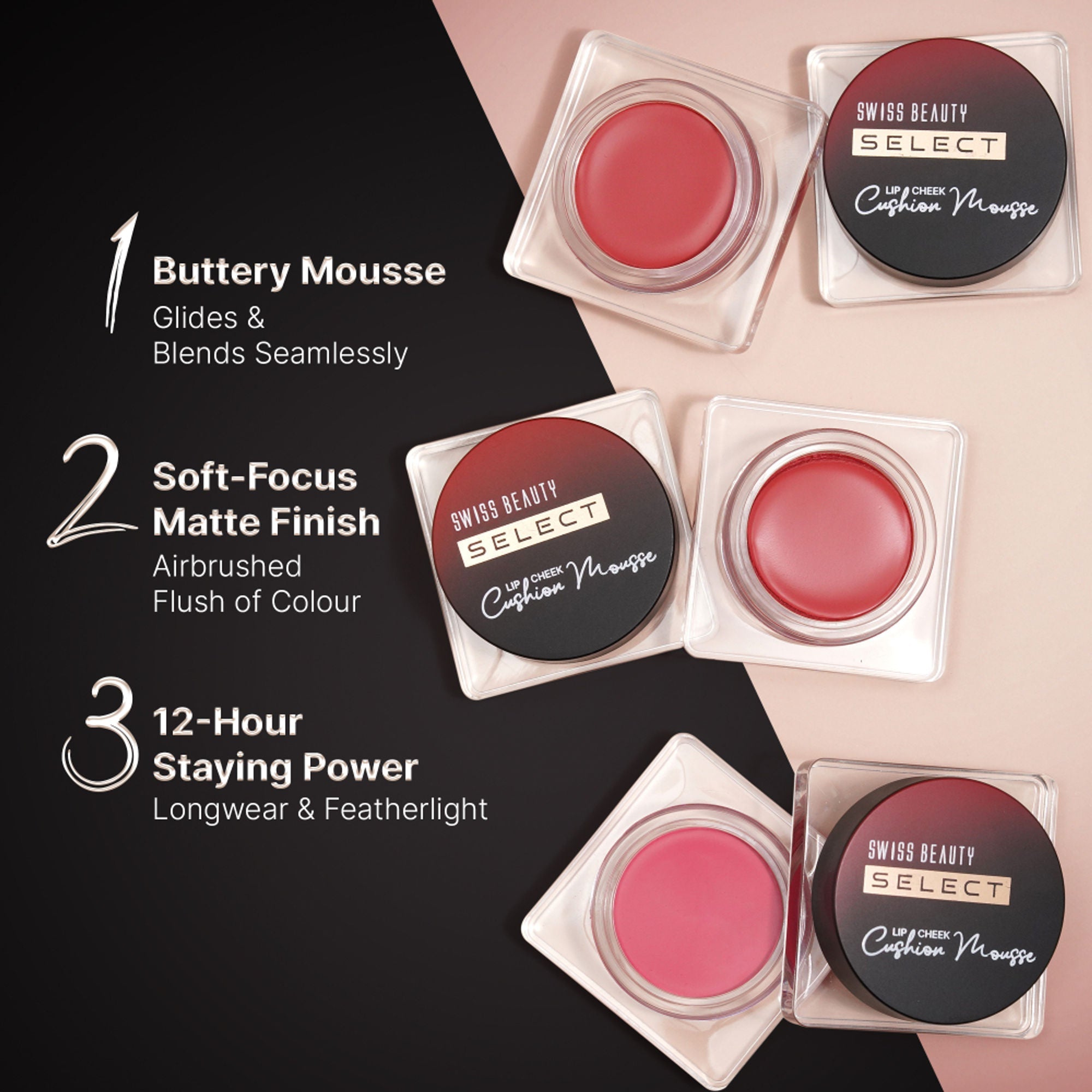 Swiss Beauty Select Lip And Cheek Cushion Mousse With Vitamin E - 3 Elevate Pink - Distacart