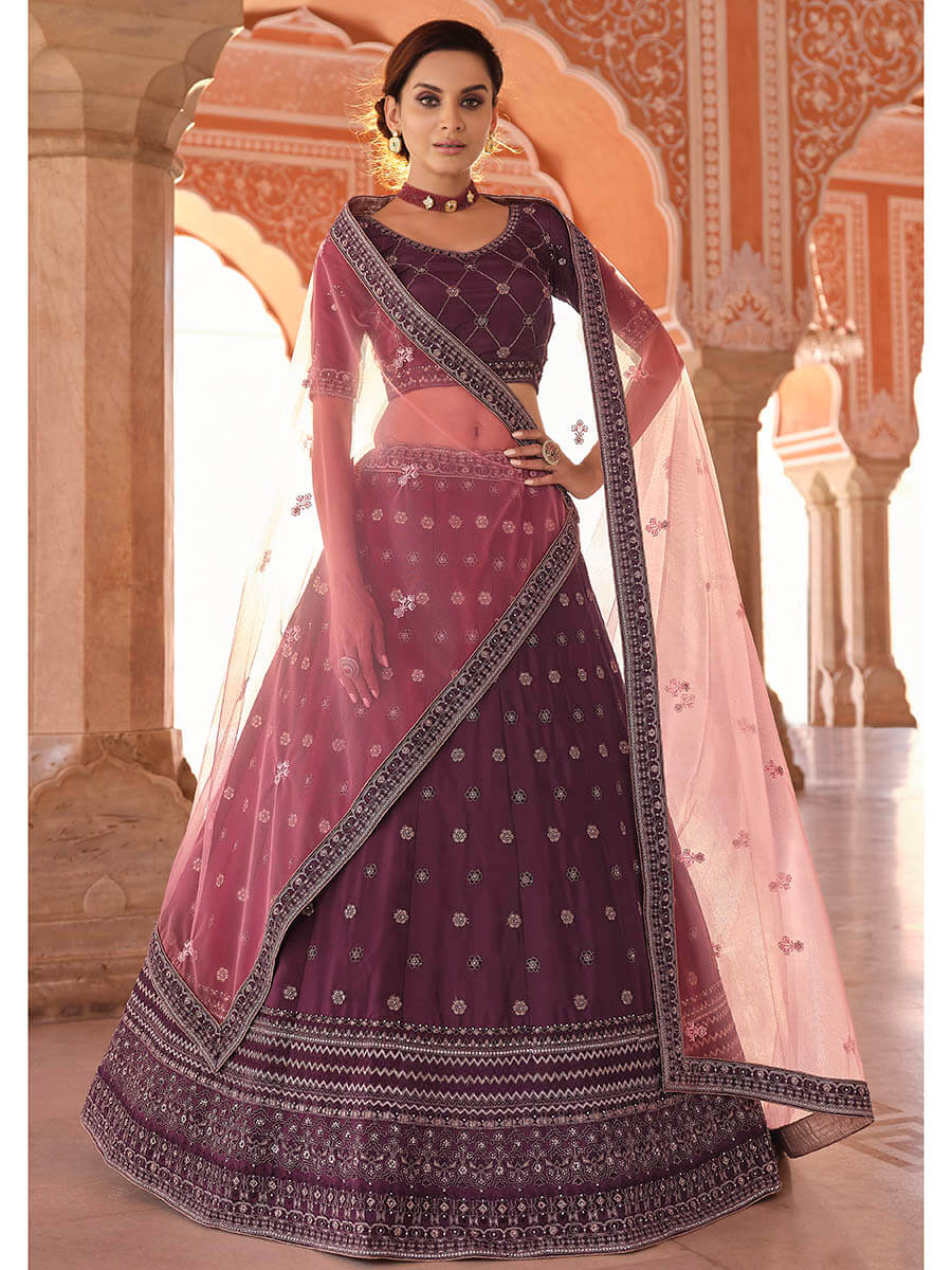 Myra Wine Embroidered Designer Lehenga Choli