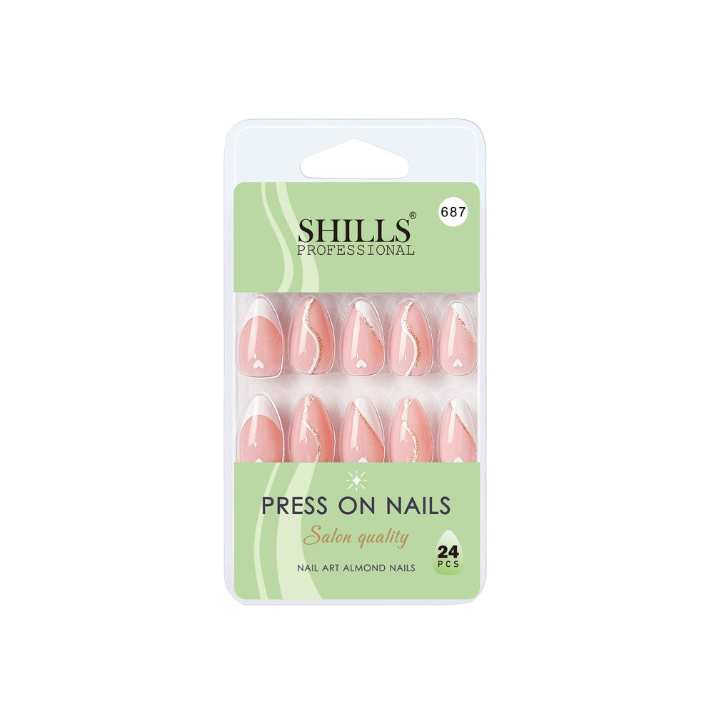 shills professional reusable press on nails almond spn687