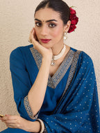 Indo Era Ethnic Motifs Embroidered Regular V-Neck Straight Kurta With Trousers & Dupatta - Distacart