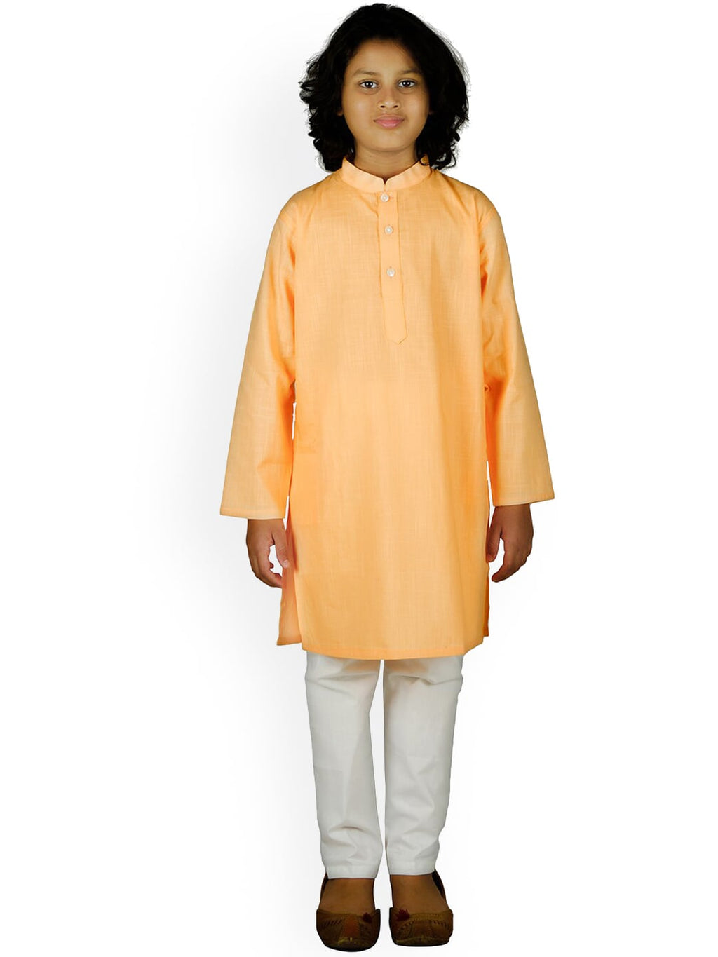 Sethukrishna Boys Orange Pure Cotton Kurta with Pyjama