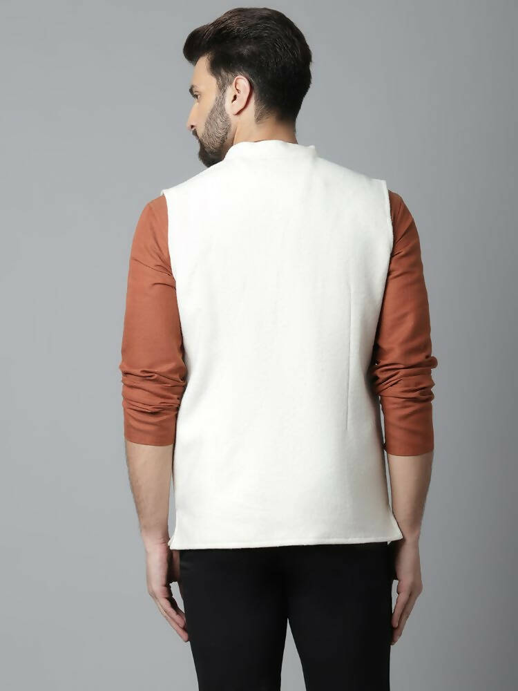 Even Apparels Pure Wool Nehru Jacket - White