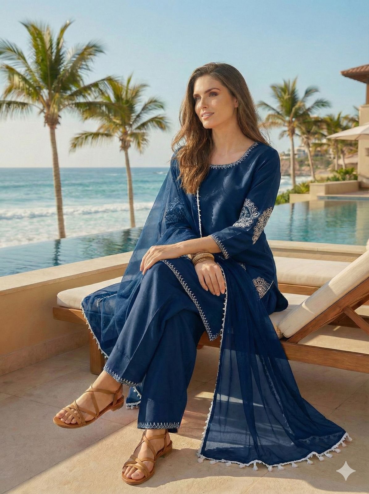 Anaita Navy Crepe Stitched Suit With Sequence Embroidery Work - Distacart