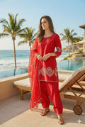 Anaita Red Crepe Stitched Suit With Sequence Embroidery Work - Distacart