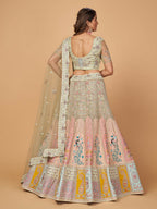 Myra Pista Green Soft Net Heavy Embroidered Designer Lehenga - Distacart