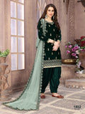 Anaita Green Embroidered Velvet Patiala Suit - Distacart