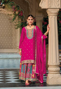 Anaita Dark Pink Premium Embroidered Chinon Readymade Salwar Suit - Distacart