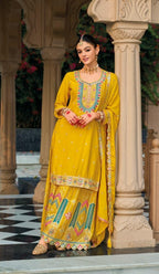 Anaita Yellow Premium Embroidered Chinon Readymade Salwar Suit - Distacart