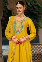 Anaita Yellow Premium Embroidered Chinon Readymade Salwar Suit - Distacart