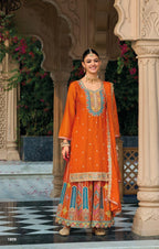 Anaita Orange Premium Embroidered Chinon Readymade Salwar Suit - Distacart