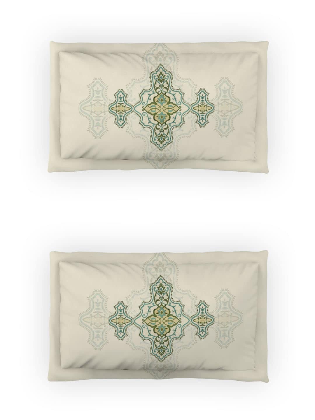 DDecor Green & White Ethnic Motifs Cotton 140 TC King Bedsheet with 2 Pillow Covers - Distacart