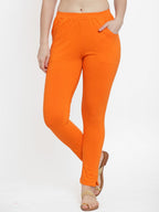 TAG 7 Women Pack Of 2 Orange & Black Solid Straight-Fit Ankle-Length Leggings