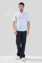 Xkind White Embroidered Relaxed Fit Shirt