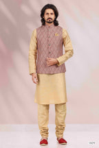 Raivat Ethnic Art Banarasi Silk Printed Work 3 Pics Jacket Set In Maroon Colour