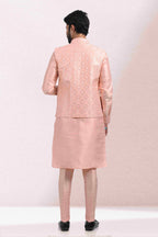 Raivat Ethnic Art Banarasi Silk Thread Work 3 Pics Jacket Set In Peach Colour