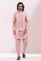 Raivat Ethnic Art Banarasi Silk Thread Work 3 Pics Jacket Set In Pink Colour