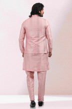 Raivat Ethnic Art Banarasi Silk Thread Work 3 Pics Jacket Set In Pink Colour