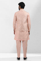 Raivat Ethnic Art Banarasi Silk Thread Work 3 Pics Jacket Set In Peach Colour