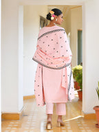 Vaasva Women's Cotton Solid Candy Embroidered Suit Set