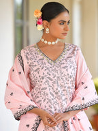 Vaasva Women's Cotton Solid Candy Embroidered Suit Set