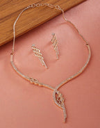 Jewel City Rose-Gold Plated White CZ-Studded Jewellery Set