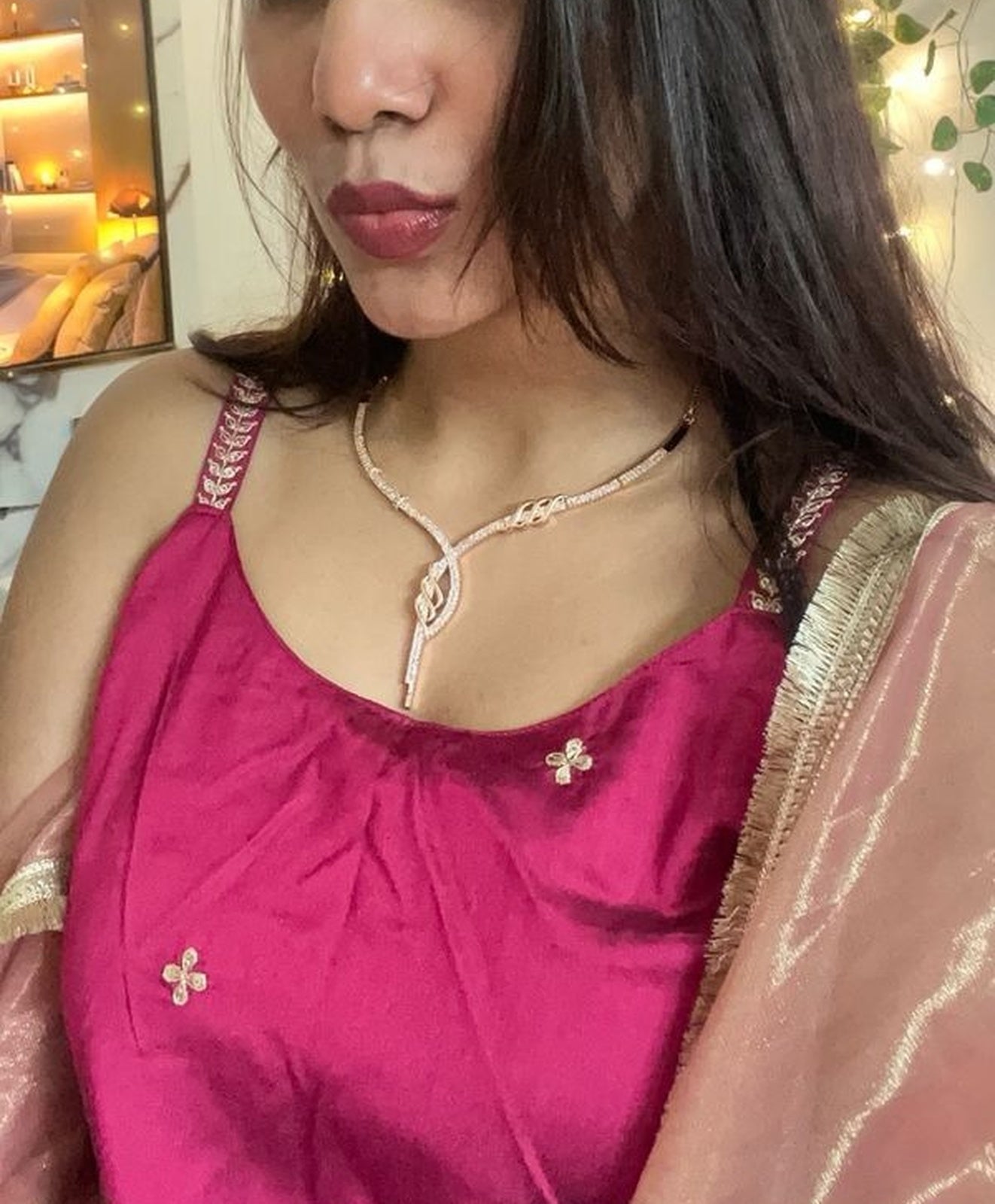 Jewel City Rose-Gold Plated White CZ-Studded Jewellery Set
