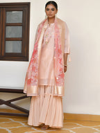 Vaasva Women's Apricot Chanderi Sharara Set - Distacart