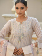 Vaasva Women's Khakhee Chanderi Sharara Set - Distacart