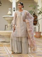 Vaasva Women's Khakhee Chanderi Sharara Set - Distacart