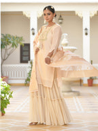 Vaasva Women's Peach Chanderi Sharara Set - Distacart