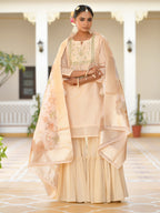 Vaasva Women's Peach Chanderi Sharara Set - Distacart