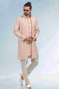 Raivat Ethnic Art Banarasi Silk Thread Work 3 Pics Jacket Set In Peach Colour