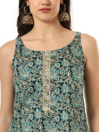 Yufta Cotton Green Kurta Palazzo Set - Distacart