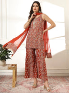Yufta Cotton Rust Kurta Sharara Set - Distacart