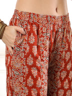 Yufta Cotton Rust Kurta Sharara Set - Distacart