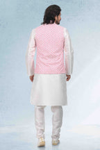 Raivat Ethnic Art Banarasi Silk Thread Work 3 Pics Jacket Set In Pink Colour