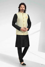 Raivat Ethnic Art Banarasi Silk Thread Work 3 Pics Jacket Set In Yellow Colour