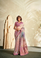 Anaita Purple Printed Handloom Khadi Silk Silk Saree With Blouse - Distacart