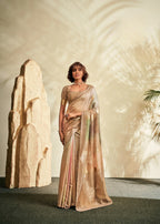 Anaita Cream Printed Handloom Khadi Silk Silk Saree With Blouse - Distacart