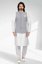 Raivat Ethnic Art Banarasi Silk Thread Work 3 Pics Jacket Set In Purple Light Colour