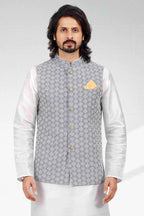 Raivat Ethnic Art Banarasi Silk Thread Work 3 Pics Jacket Set In Purple Light Colour