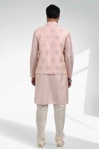 Raivat Ethnic Art Banarasi Silk Thread Work 3 Pics Jacket Set In Light Peach Colour