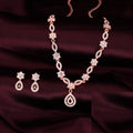 Tehzeeb Creations Elegant White Polished American Diamond (Ad) Studded Necklace And Earring Set For Women