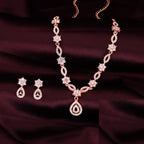 Tehzeeb Creations Elegant White Polished American Diamond (Ad) Studded Necklace And Earring Set For Women