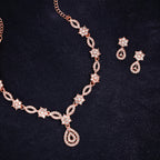 Tehzeeb Creations Elegant White Polished American Diamond (Ad) Studded Necklace And Earring Set For Women